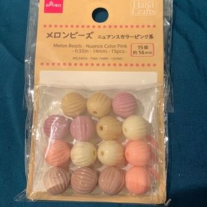 Melon beads nuance color pink 15 pieces